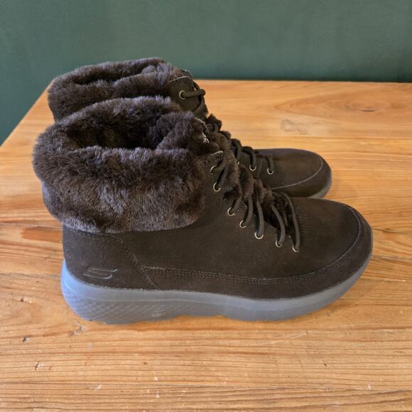 Skechers On The Go Winter Chill Boots Brown Suede Leather Faux Fur 14611 9.5 - Picture 5 of 7